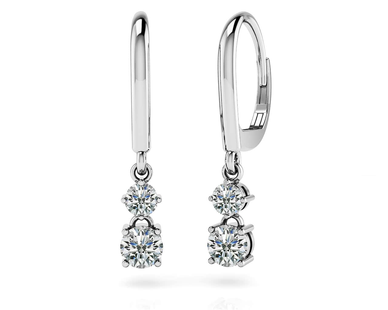 Double Drop Shiny Back Diamond Earrings with 0.72 ct.(finished) 3mm, 4mm