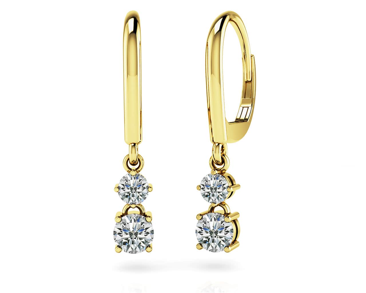 Double Drop Shiny Back Diamond Earrings with 0.72 ct.(finished) 3mm, 4mm - Image 2