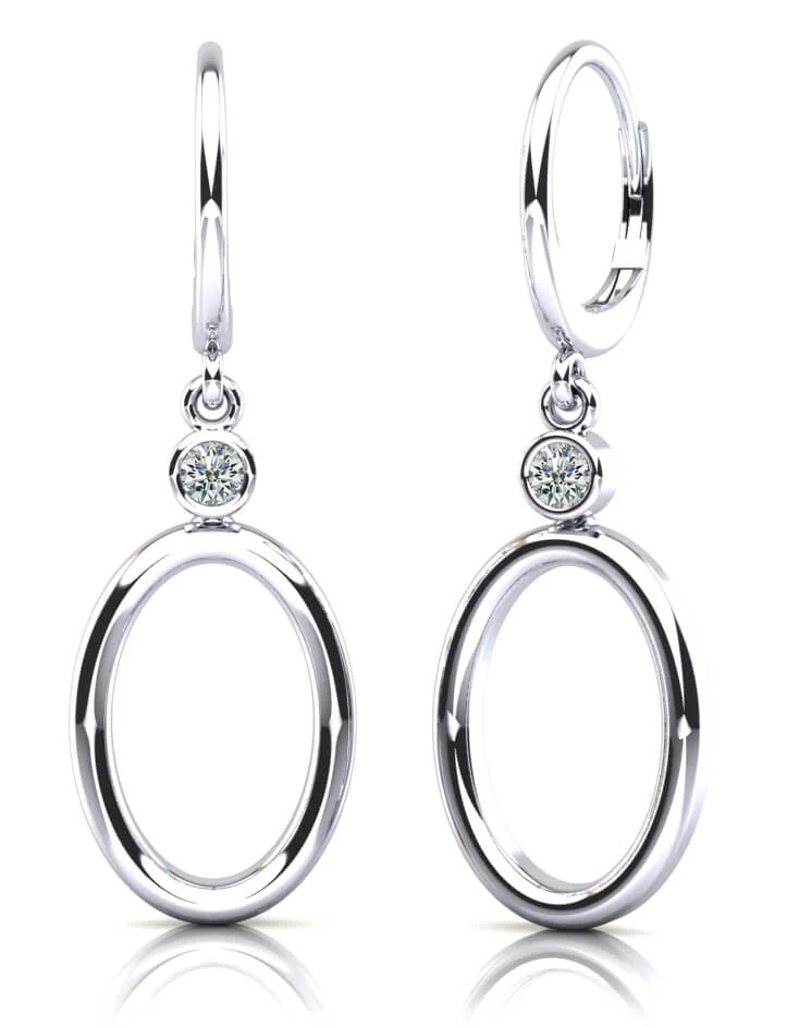 Double Oval Drop Diamond Hoop Earrings Lab-Grown Diamond with 0.24 ct.(finished) 3.2mm