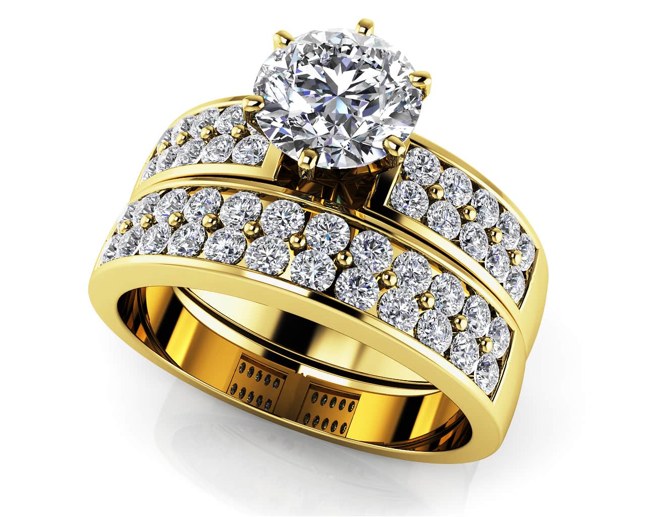 Double Row Channel Bridal Set Diamond  with 1.34 ct. (0.50 ct. center diamond) - Image 2