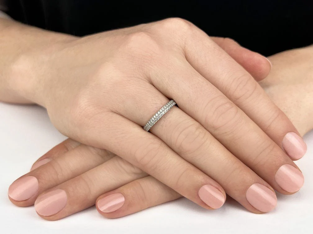 Double Row Diamond Eternity Wedding Band Diamond  with 0.77 ct.(finished) 1.2mm - Image 3