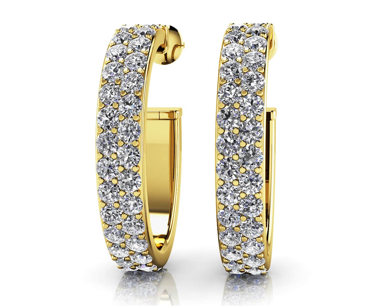 Double Row Diamond Oval Diamond Hoop Earrings with 2.02 ct.(finished) 1.7mm - Image 2