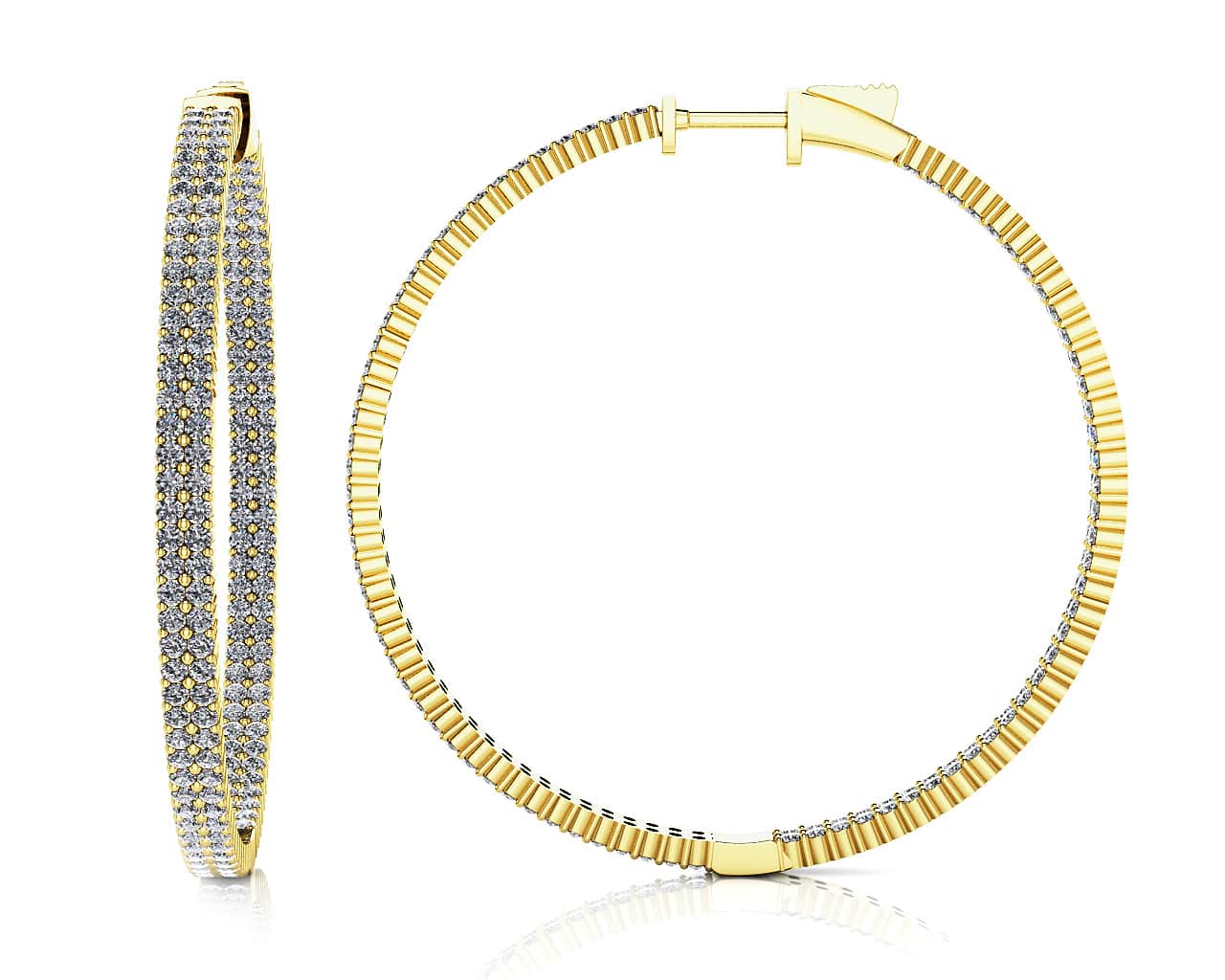 Double Row Inside Out Diamond Hoop Earrings Extra Diamond  with 5.98 ct.(finished) 1.7mm - Image 2