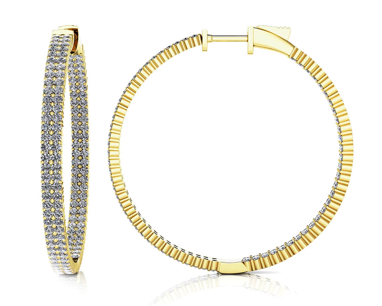 Double Row Inside Out Diamond Hoop Earrings Large Lab-Grown Diamond  with 3.43 ct.(finished) 1.4mm - Image 2