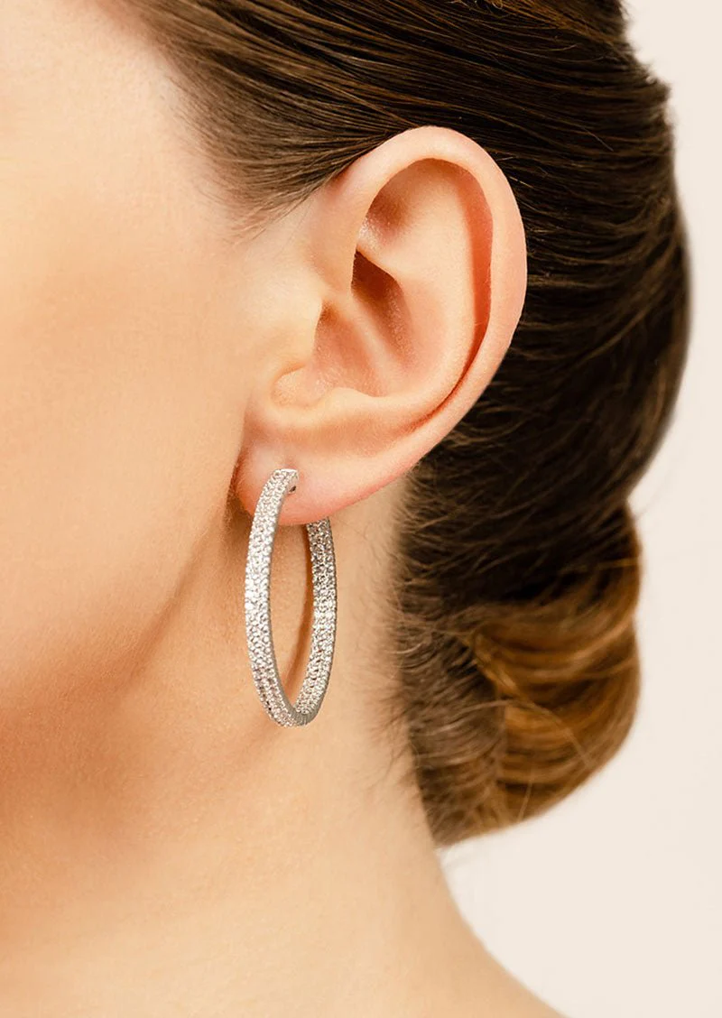 Double Row Inside Out Diamond Hoop Earrings Large Lab-Grown Diamond  with 4.84 ct.(finished) 1.7mm - Image 4