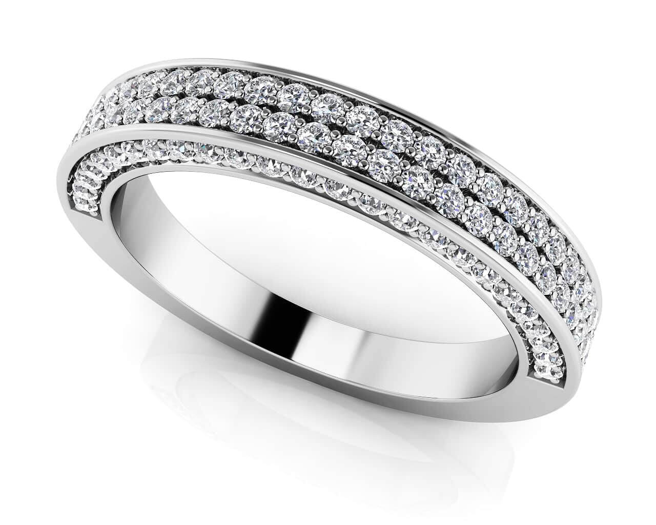 Double Row Shared Prong ab-Grown Diamond Band with 0.50 ct.(finished) 1mm