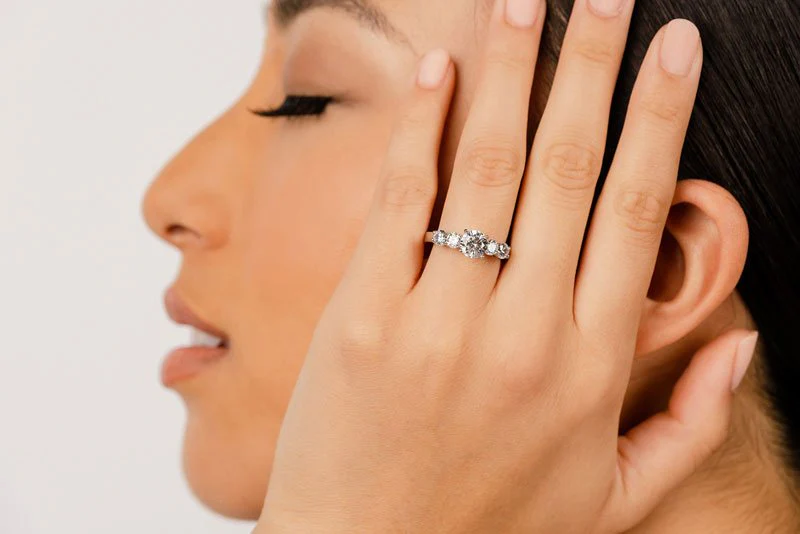Double Side Stone Diamond Engagement Ring with 2.09 ct. (1.25 ct. center diamond) - Image 4