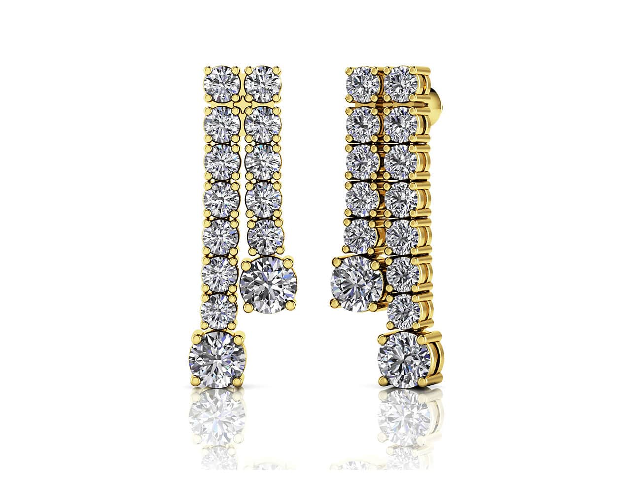Double Strand Graduated Diamond Dangle Earrings Lab-Grown Diamond with 1.63 ct.(finished) 2mm, 3.5mm - Image 2