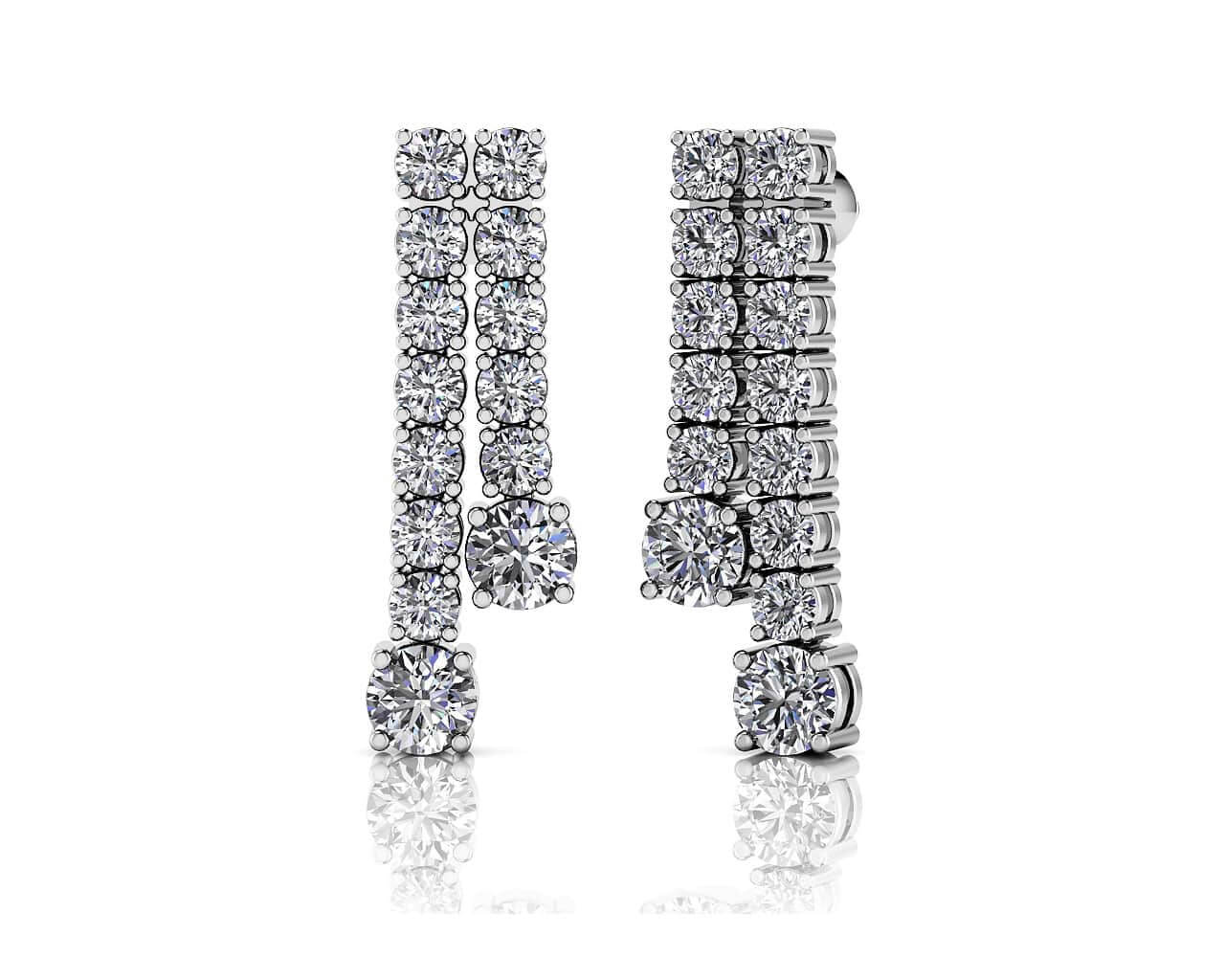 Double Strand Graduated Diamond Dangle Earrings Lab-Grown Diamond with 3.32 ct.(finished) 2.5mm, 4.5mm