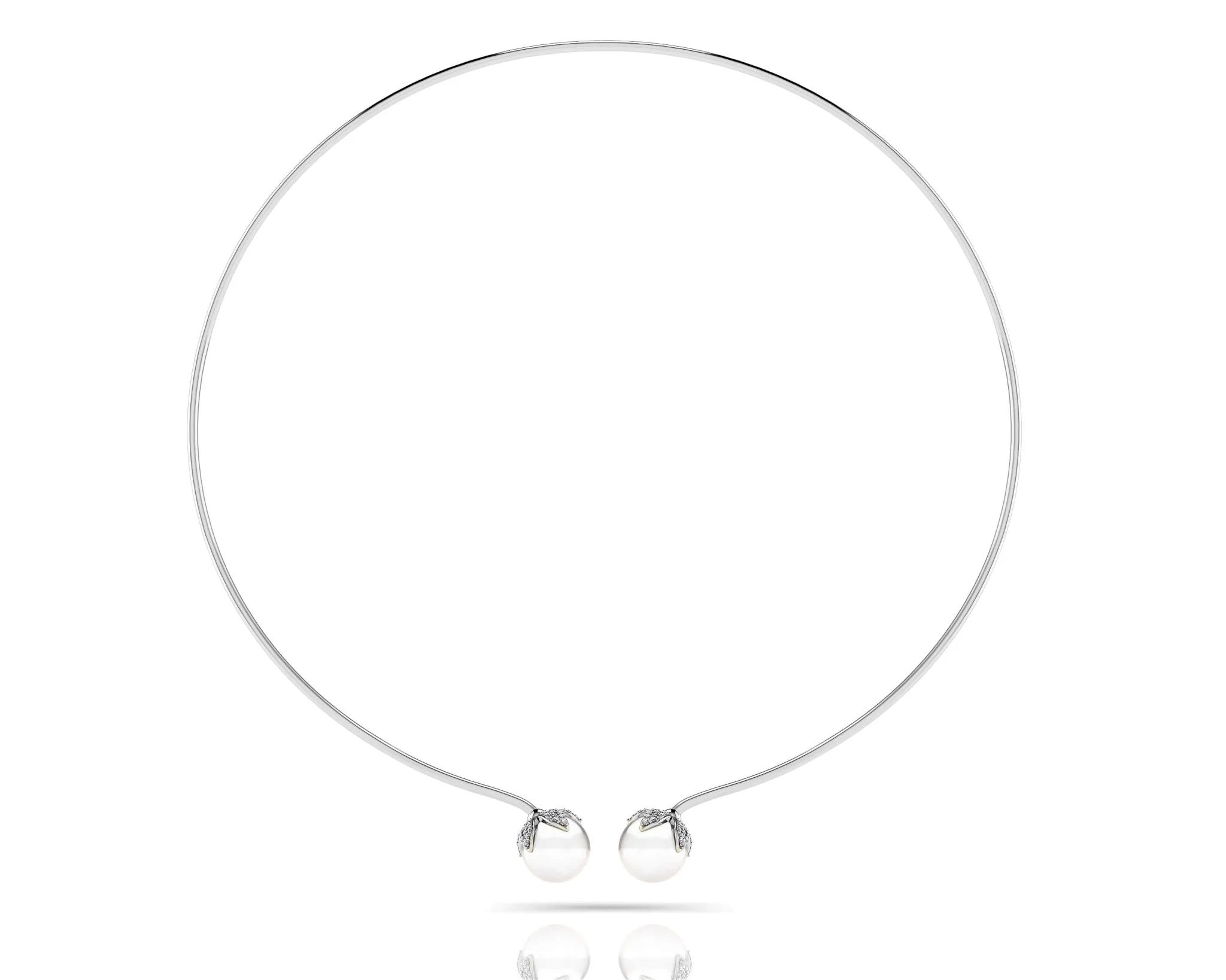 Double White Pearl Flexible Diamond Necklace with 0.51 ct.(finished) 1mm, 1.2mm - Image 3