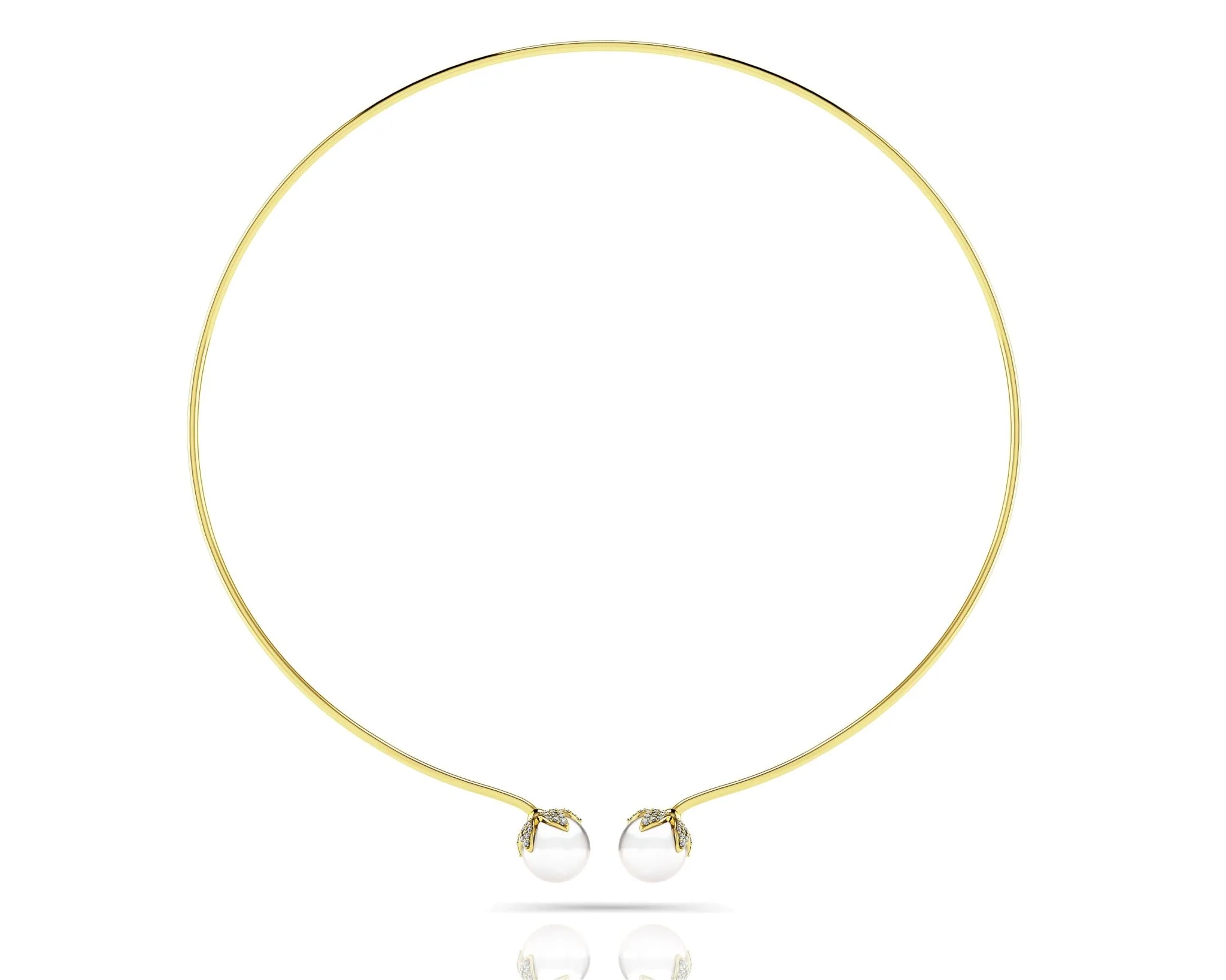 Double White Pearl Flexible Lab-Grown Diamond Necklace with 0.51 ct.(finished) 1mm, 1.2mm - Image 4