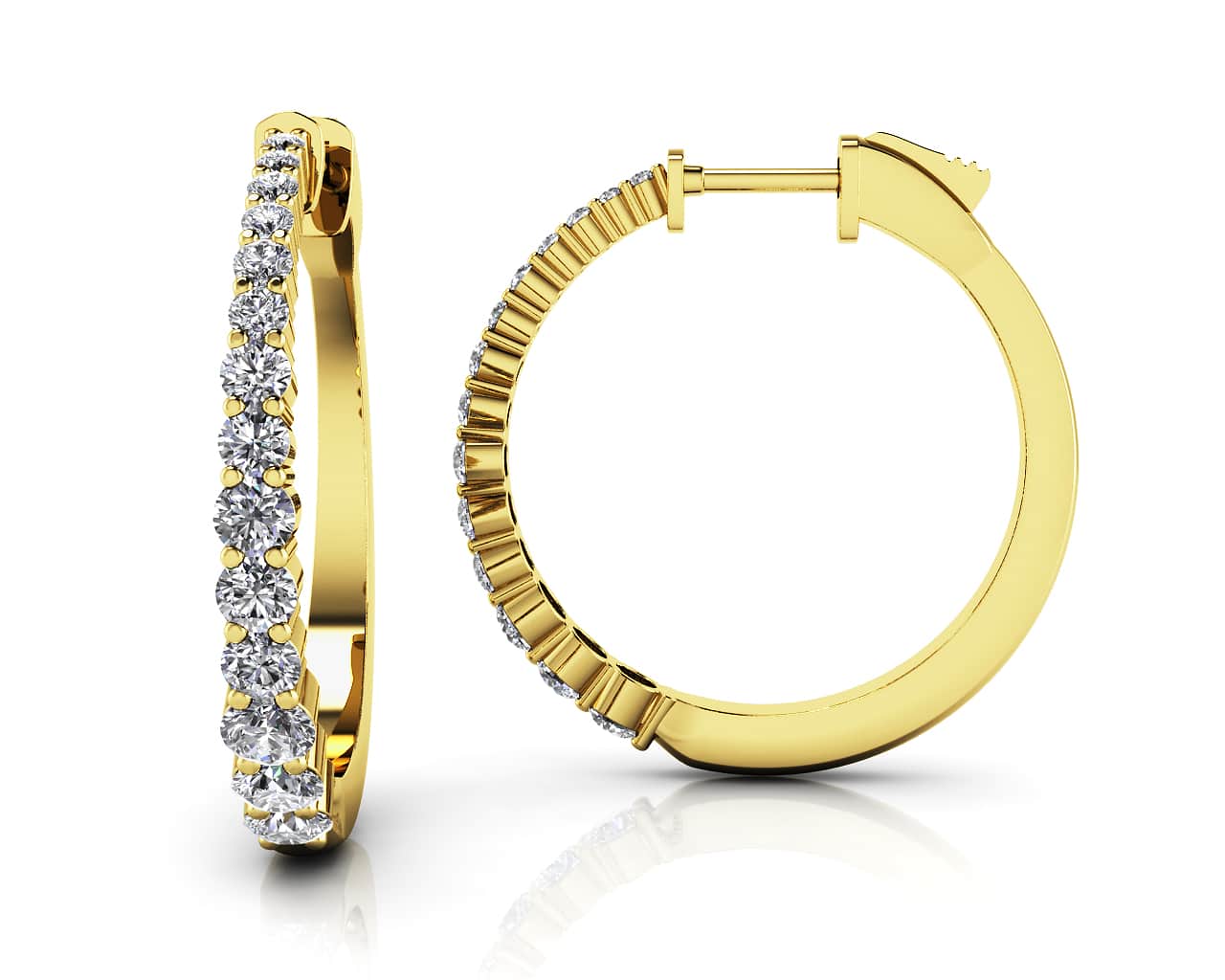 Effortless Tapered Diamond Hoop Earrings with 1.27 ct.(finished) - Image 2