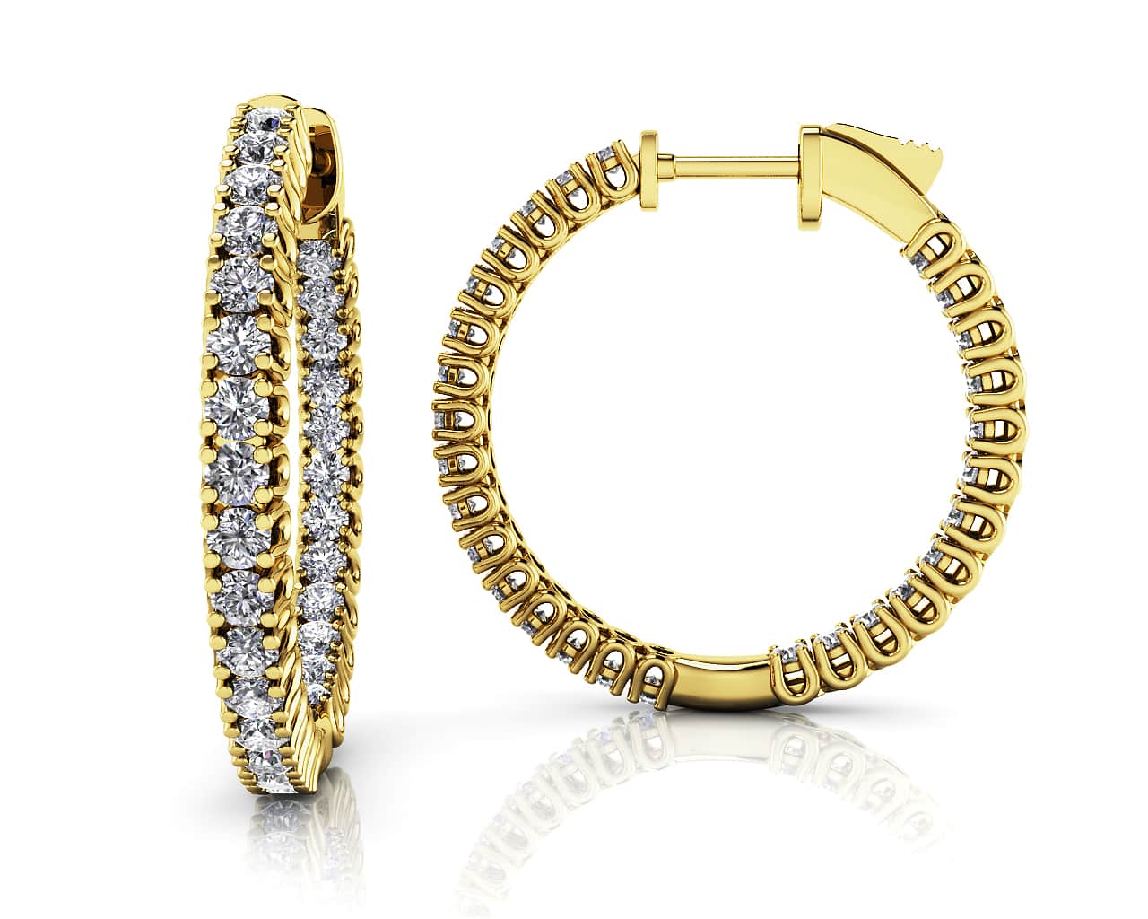 Elegant Curved Prong Diamond Hoop Earrings Small Lab-Grown Diamond  with 2.26 ct.(finished) 2.3mm - Image 2