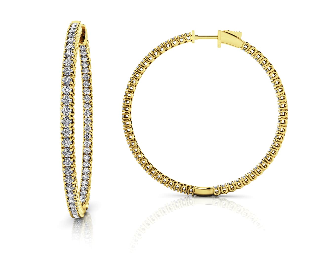 Elegant Curved Prong Hoop Earrings Extra Large Lab-Grown Diamond  with 2.99 ct.(finished) 1.7mm - Image 2
