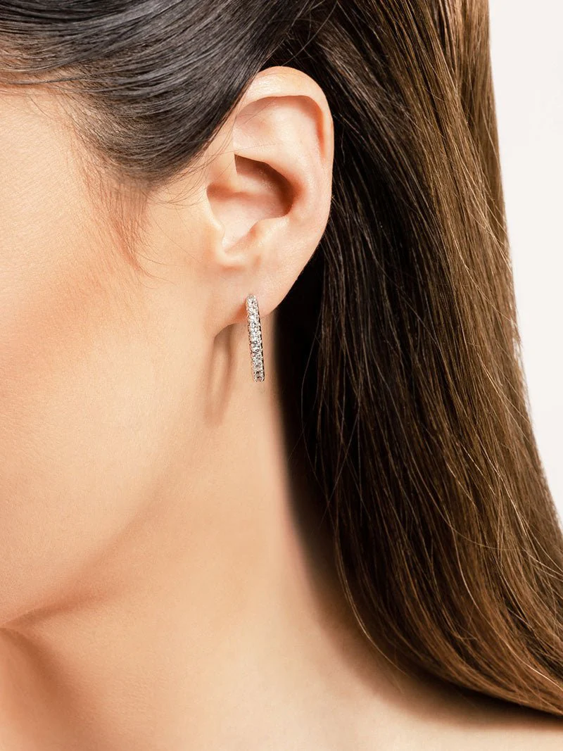Elegant Curved Prong Hoop Earrings Extra Small Diamond  with 1.12 ct.(finished) 2mm - Image 4