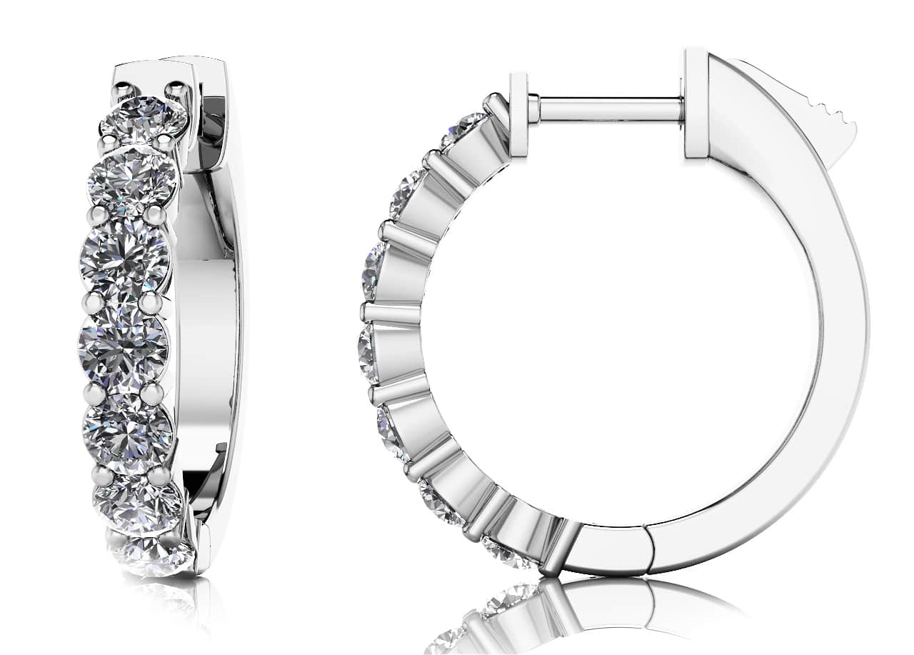 Elegant Diamond Hoop Earrings with 0.46 ct.(finished) 2mm