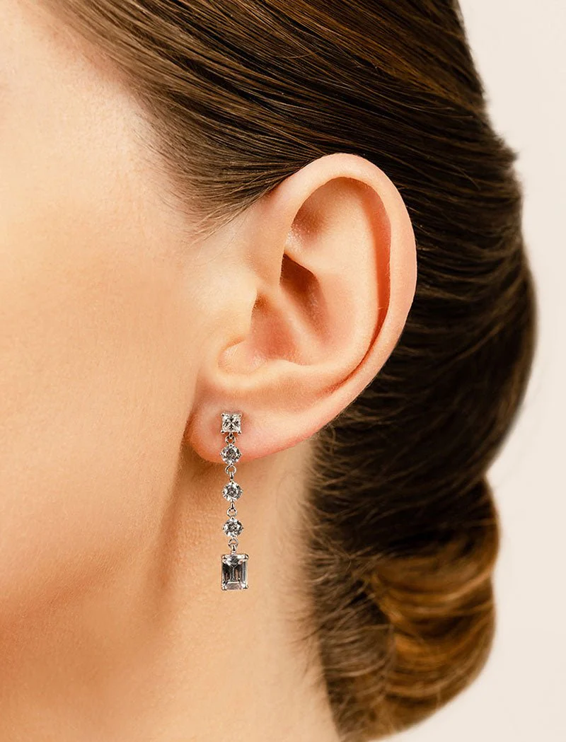 Elegant Multi Shape Diamond Earrings with 3.80 ct.(finished) 7x5mm, 3.5mm, 3.8mm - Image 4