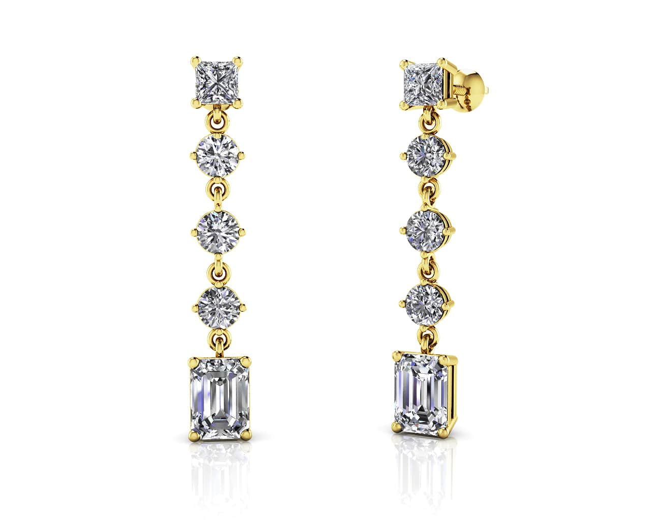 Elegant Multi Shape  Lab-Grown Diamond Earrings with 3.80 ct.(finished) 7x5mm, 3.5mm, 3.8mm - Image 2
