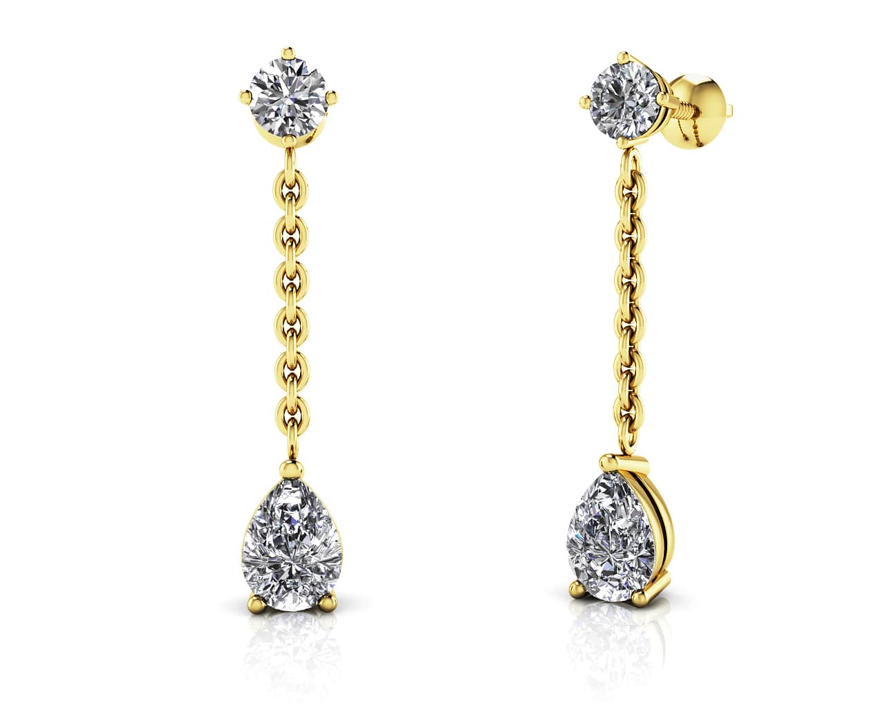 Elegant Pear Diamond Drop Lab-Grown Diamond Earrings with 1.02 ct.(finished) 6x4mm, 3.8mm - Image 2