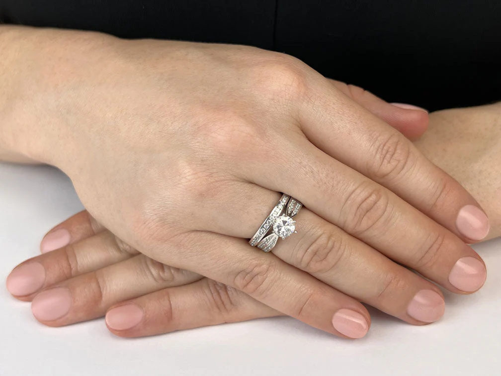 Elegant Six Prong Diamond Bridal Set Diamond  with 1.78 ct. (1.00 ct. center diamond) - Image 3