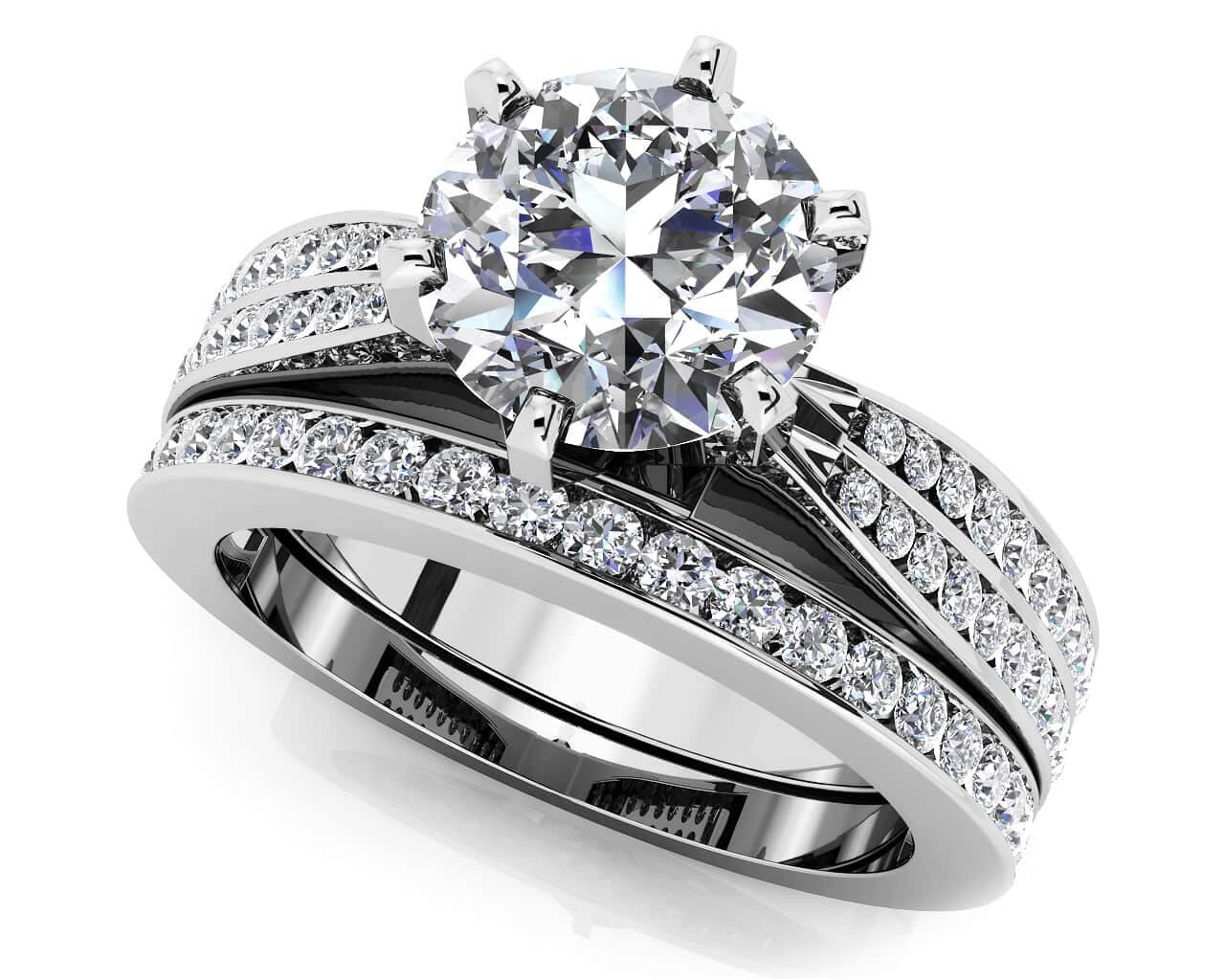 Elegant Six Prong Lab-Grown Diamond Bridal Set with 1.78 ct. (1.00 ct. center diamond)