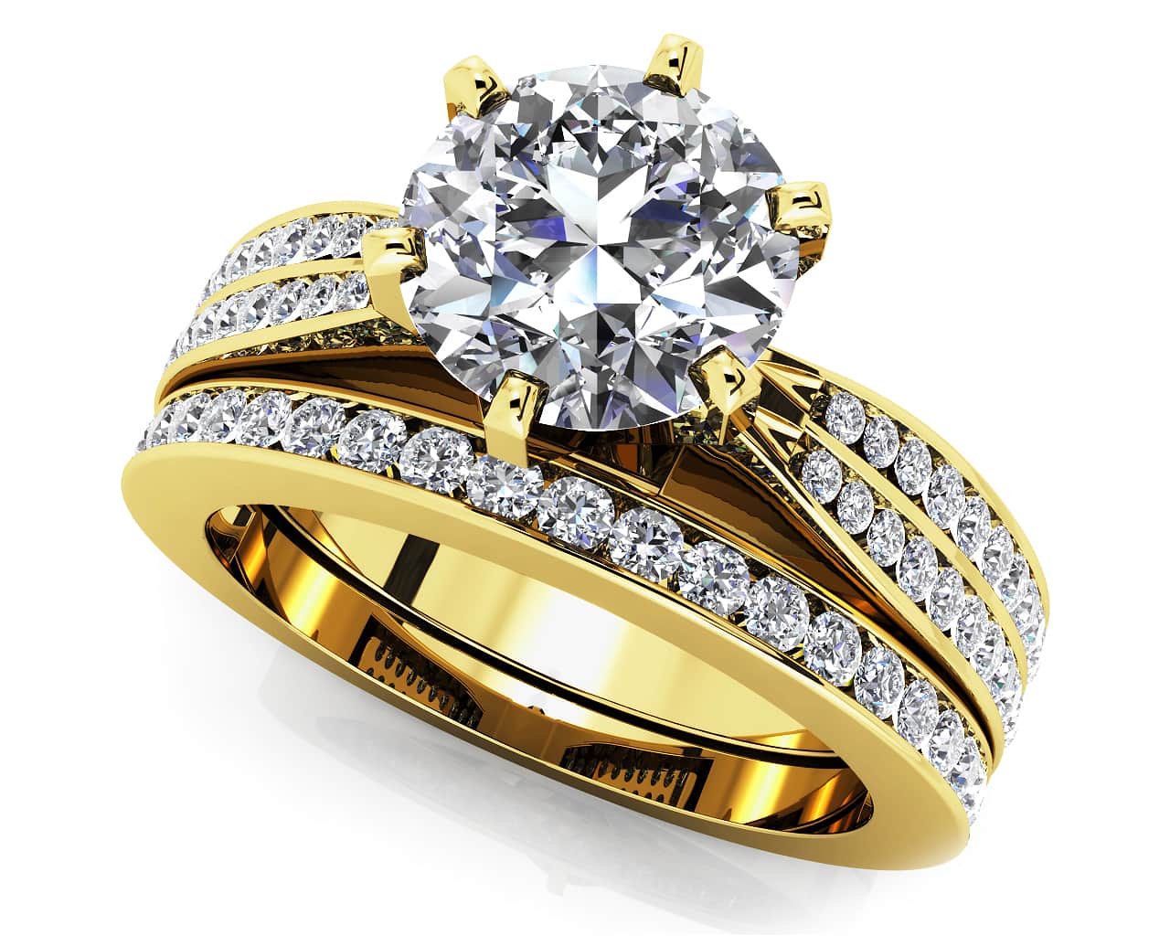 Elegant Six Prong Lab-Grown Diamond Bridal Set with 2.03 ct. (1.25 ct. center diamond) - Image 2
