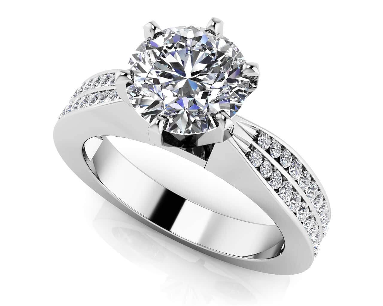 Elegant Six Prong Diamond Engagement Ring with 1.73 ct. (1.25 ct. center diamond)