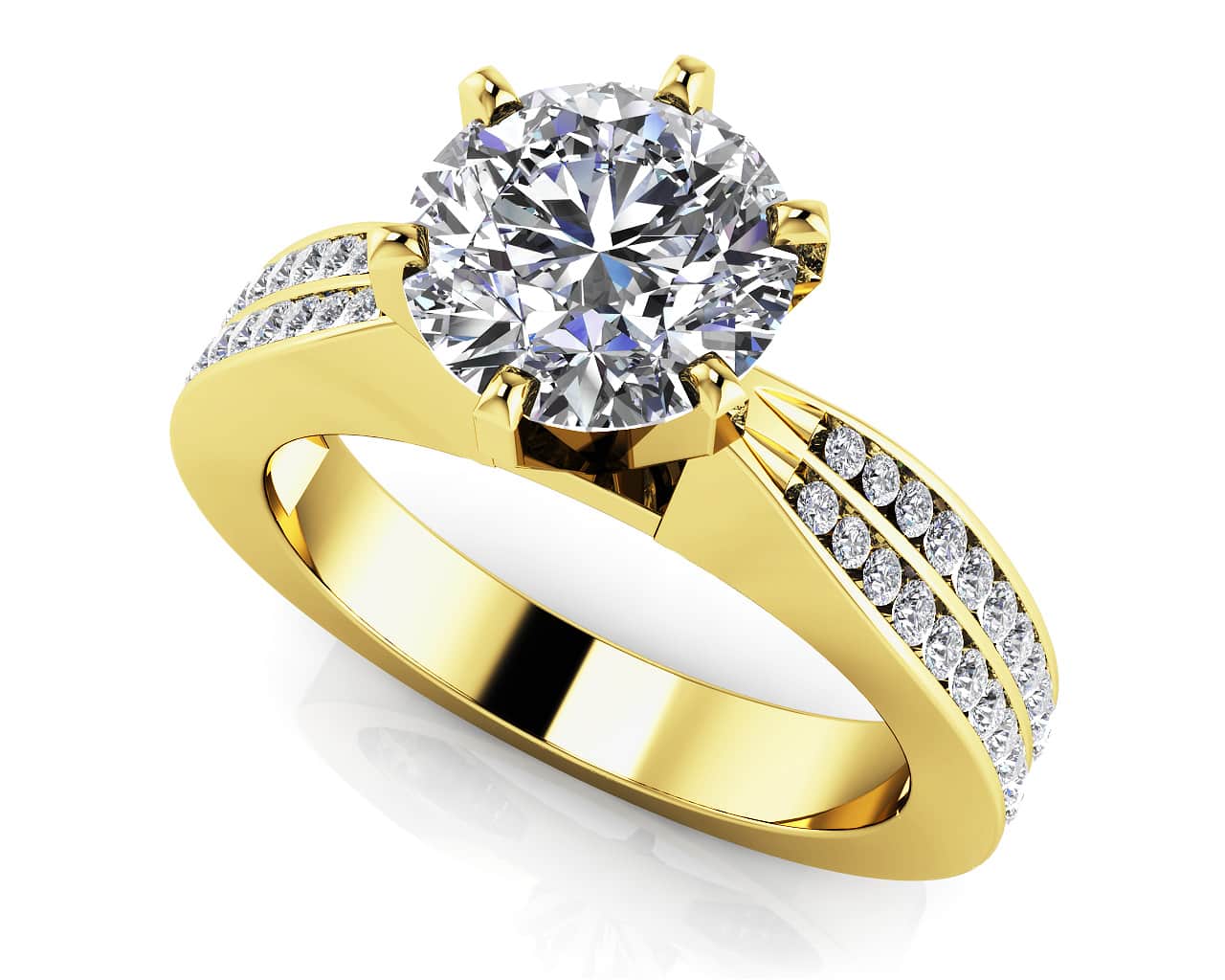 Elegant Six Prong Lab-Grown Diamond Engagement Ring with 1.23 ct. (0.75 ct. center diamond) - Image 2