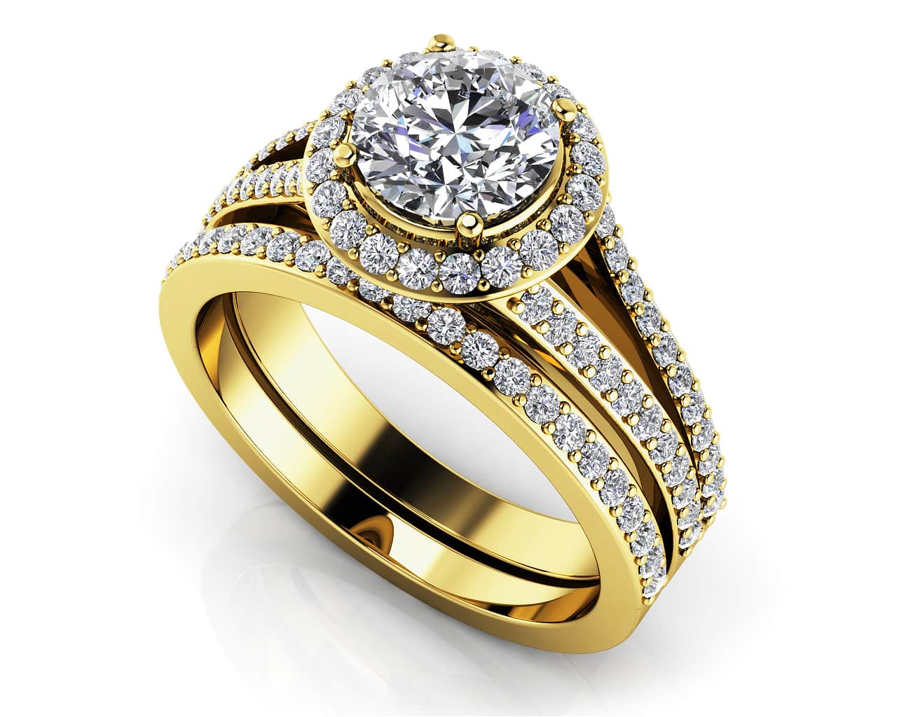 Elegant Split Shank Lab-Grown Diamond Bridal Set with 1.38 ct. (0.75 ct. center diamond) - Image 2