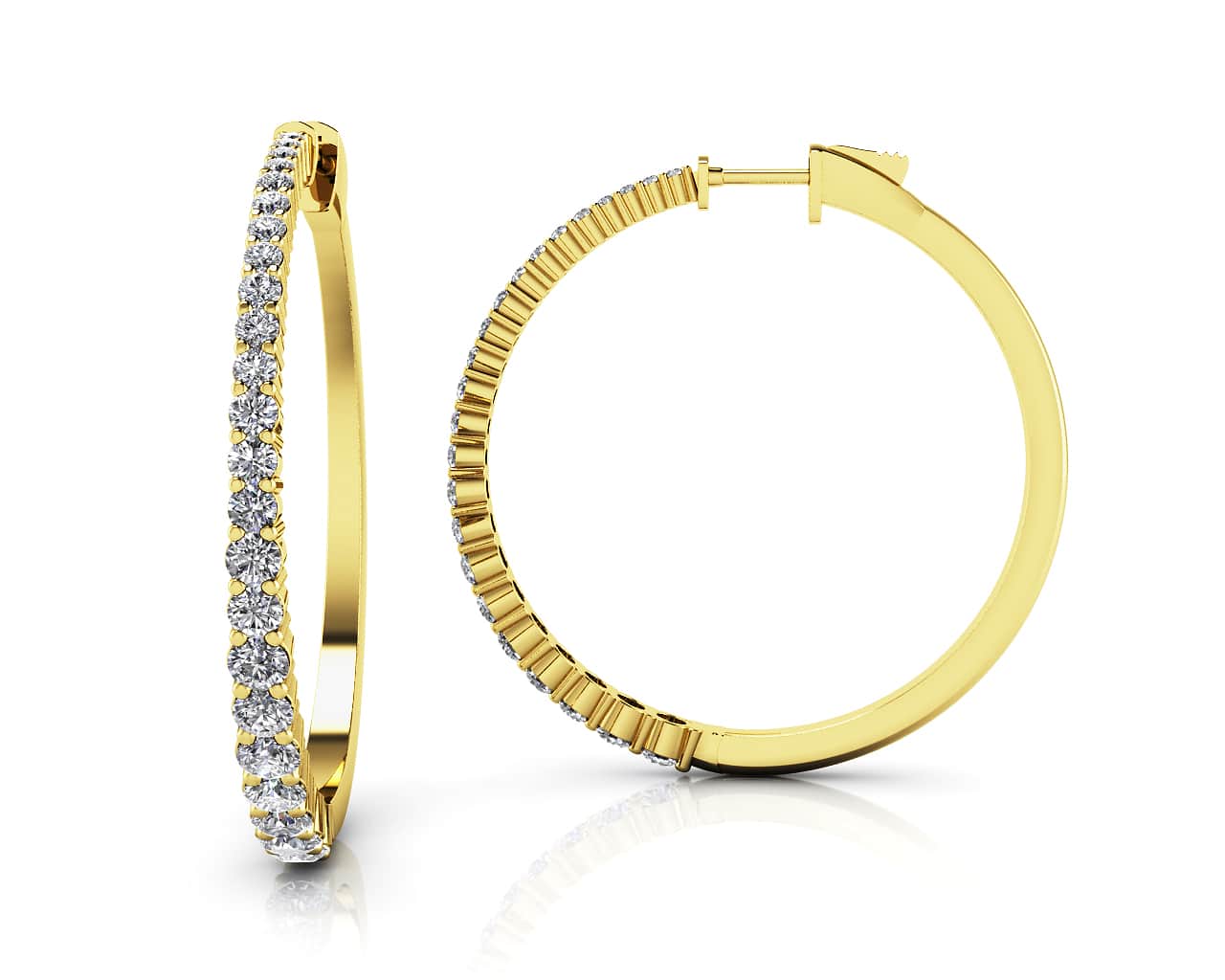 Elegant Tapered Diamond Hoop Earrings with 2.54 ct.(finished) - Image 2