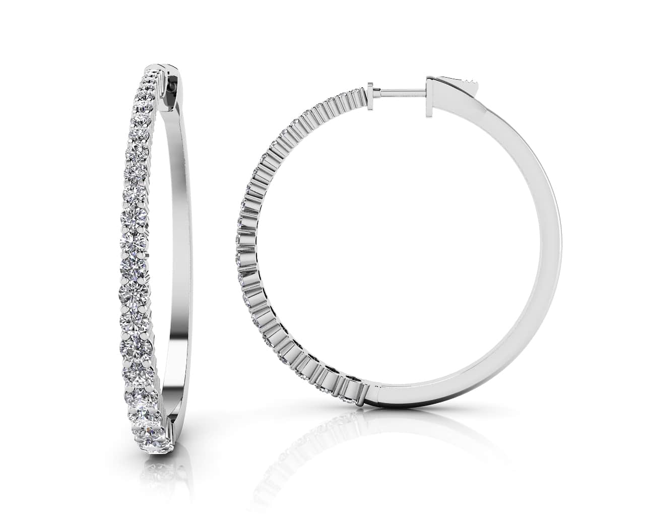 Elegant Tapered Lab-Grown Diamond Hoop Earrings with 2.54 ct.(finished)