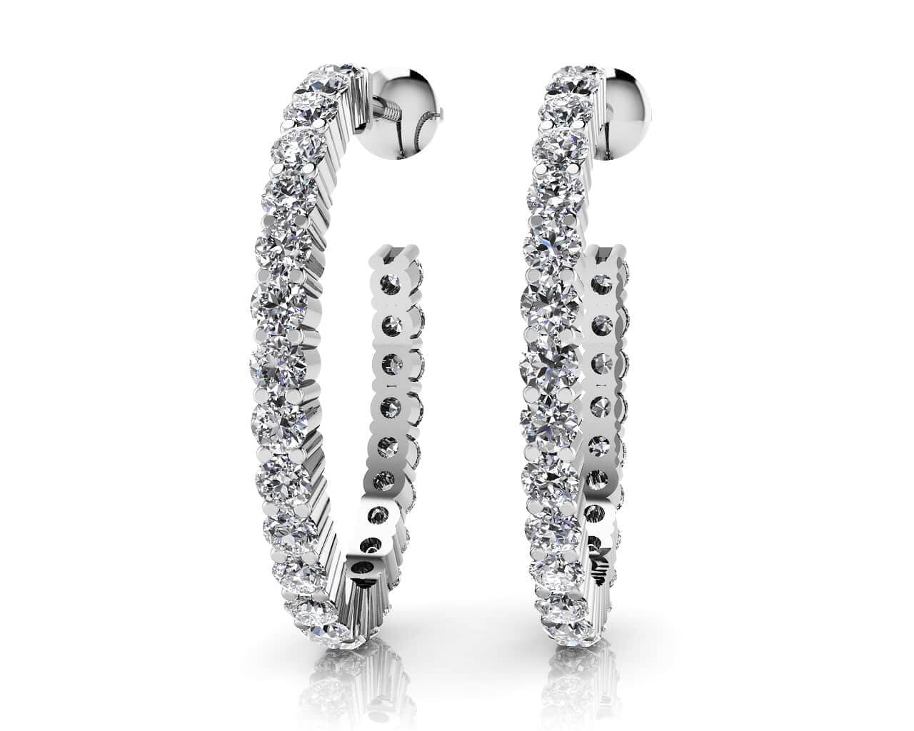 Elongated Diamond Row Hoop Lab-Grown Diamond Earrings with 1.50 ct.(finished) 1.9mm