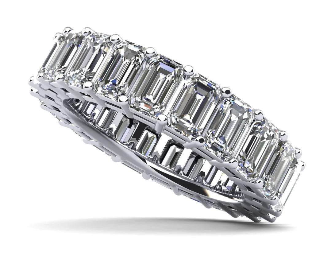 Emerald Cut Classic Diamond Eternity Lab-Grown Diamond Ring with 8.80 ct.(finished) 5x3mm