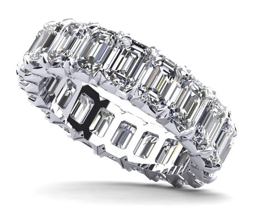 Emerald Cut Crown Diamond Eternity Diamond Ring with 6.20 ct.(finished) 4.5x3.2mm