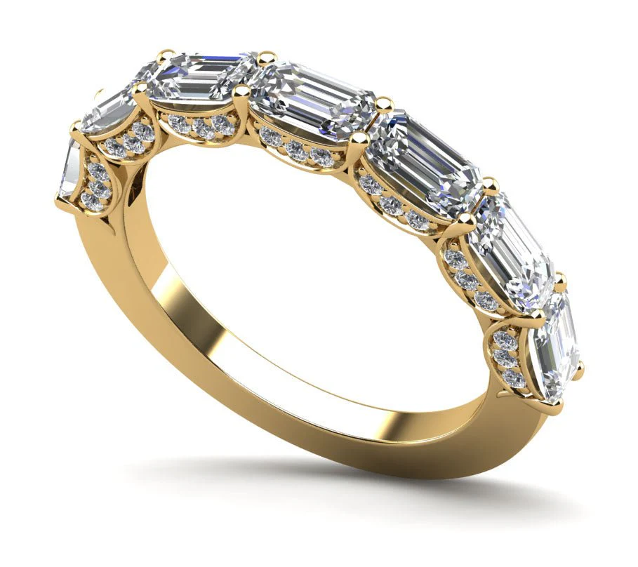 Emerald Cut Diamond Ring With Sash Setting Lab-Grown Diamond with 1.54 ct.(finished) 4x3mm, 1mm - Image 2