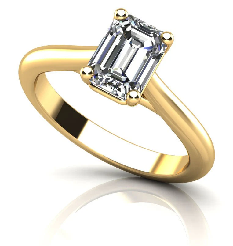 Emerald Cut Diamond Solitaire Diamond Engagement Ring with 0.75 ct.(finished) 6.5x4.5mm - Image 2