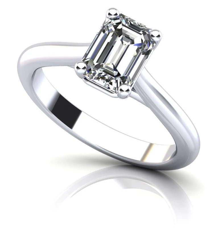 Emerald Cut Lab-Grown Diamond Solitaire Engagement Ring with 1.00 ct.(finished) 7x5mm