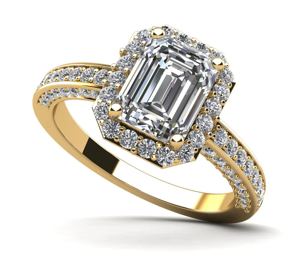 Emerald Cut Halo Lab-Grown Diamond Engagement Ring with 1.63 ct. (1.00 ct. center diamond) - Image 2