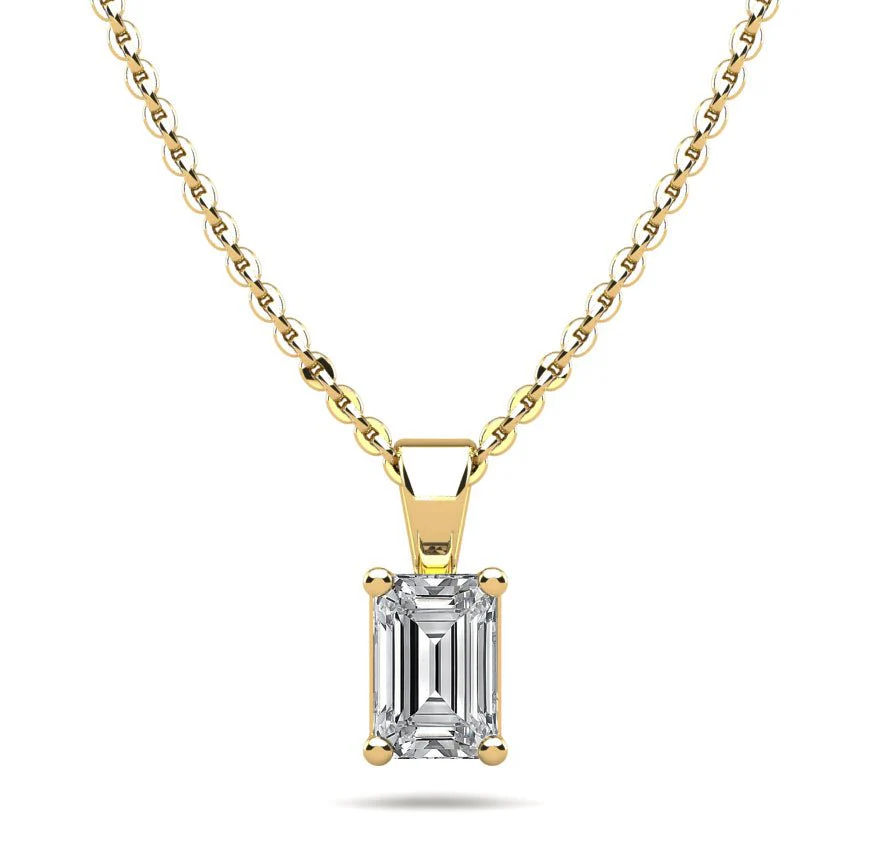 Emerald Cut Shaped Diamond Pendant with 0.75 ct.(finished) 6.2x4.2mm - Image 2