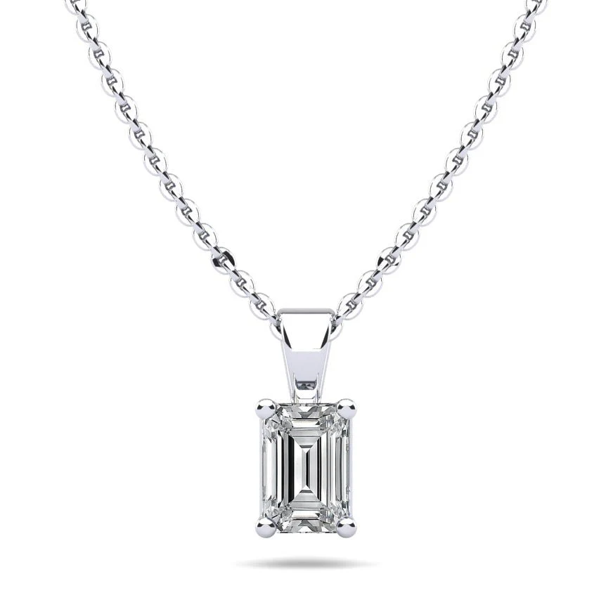 Emerald Cut Shaped Diamond Pendant with 1.00 ct.(finished) 7x5mm