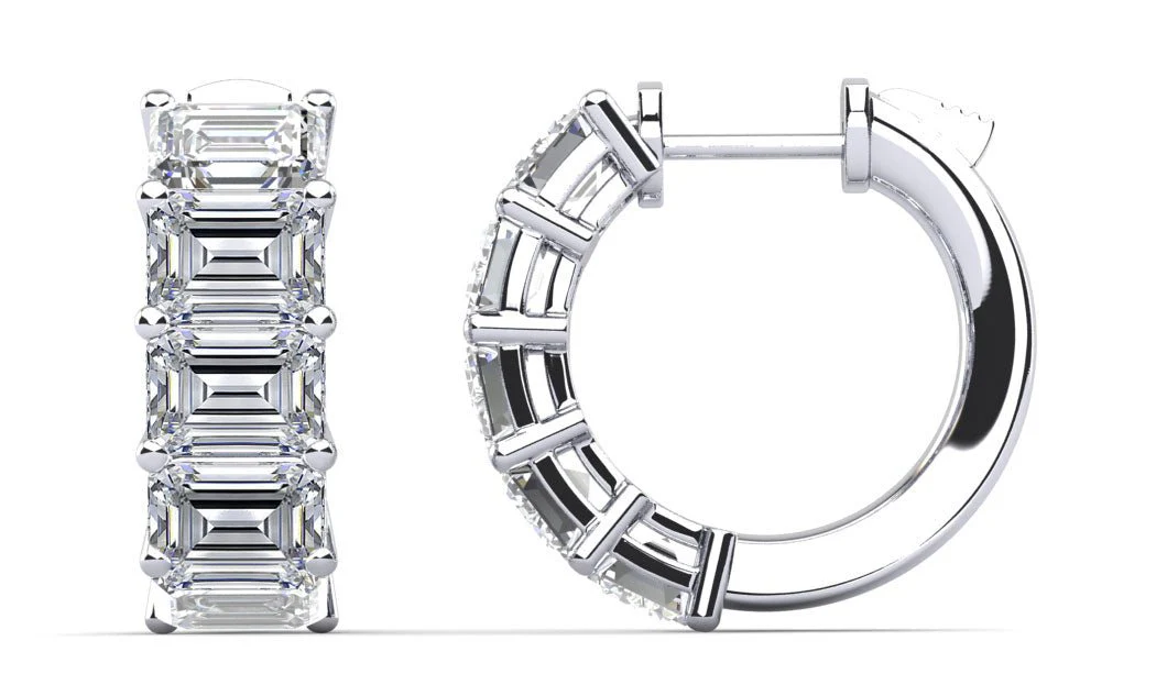 Emerald Cut Ten Stone Diamond Hoops Diamond with 2.00 ct.(finished) 4x3mm