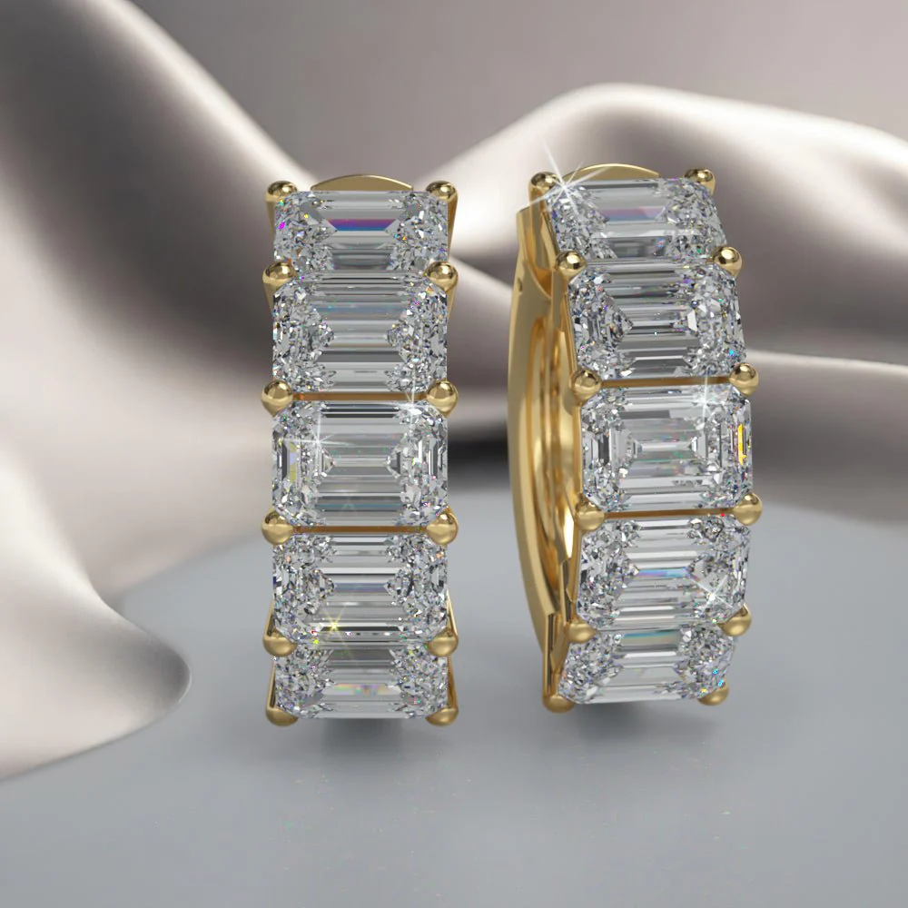 Emerald Cut Ten Stone Diamond Hoops Diamond with 4.00 ct.(finished) 5x3mm - Image 4