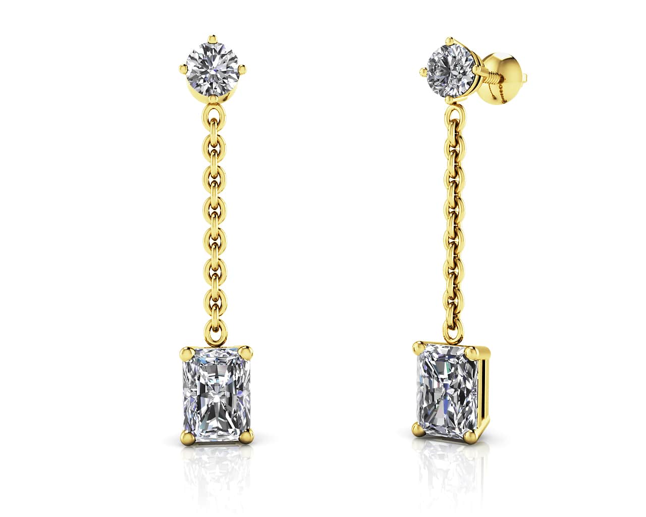 Emerald Diamond Drop Lab-Grown Diamond Earrings with 2.42 ct.(finished) 7x5mm, 3.8mm - Image 2