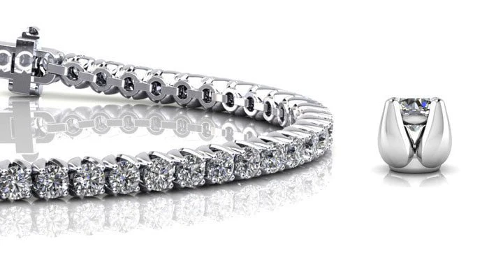 Enchanted Tulip Diamond Tennis Bracelet with 5.99 ct.(finished) 3mm