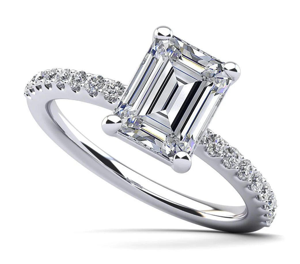 Enchanting Emerald Cut Diamond Engagement Ring with 2.27 ct. (2.00 ct. center diamond)