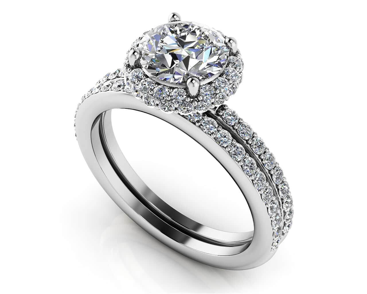 Enchanting Halo Diamond Engagement Set Lab-Grown Diamond with 0.89 ct. (0.25 ct. center diamond)