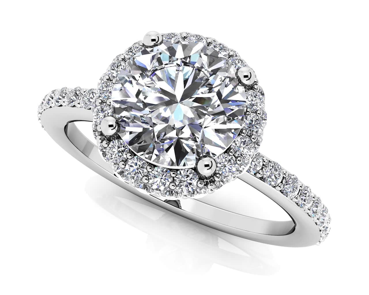 Enchanting Halo Diamond Engagement Wedding Ring Lab-Grown Diamond with 1.73 ct. (1.25 ct. center diamond)