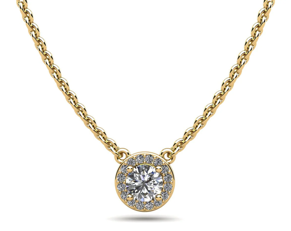 Enchanting Halo Diamond Pendant with 0.33 ct. (0.25 ct. center diamond) - Image 2