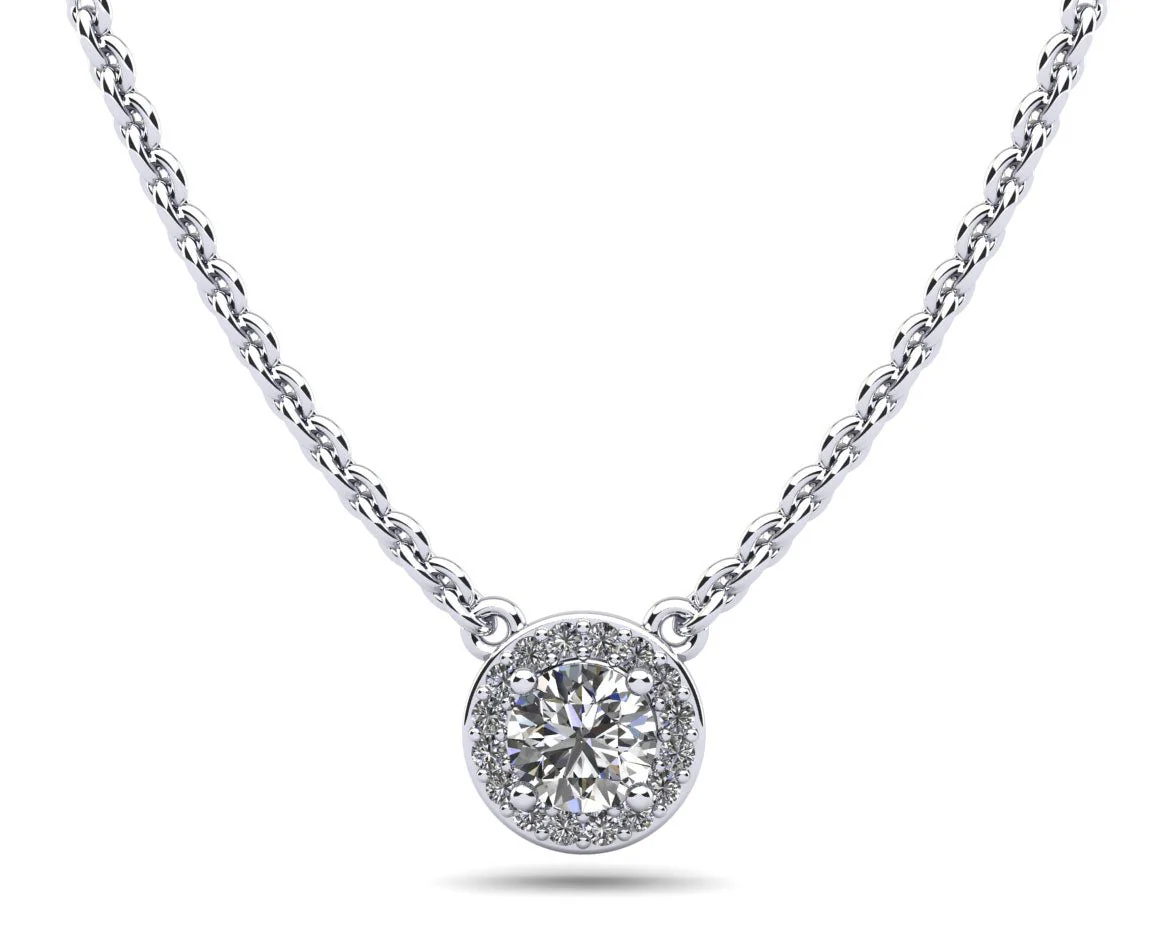 Enchanting Halo Diamond Pendant with 0.79 ct. (0.65 ct. center diamond)