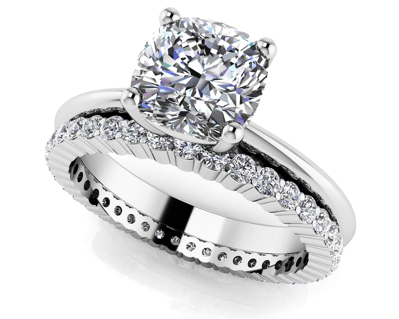 Eternal Light Cushion Solitaire Lab-Grown Diamond Bridal Set with 1.02 ct. (0.50 ct. center diamond)